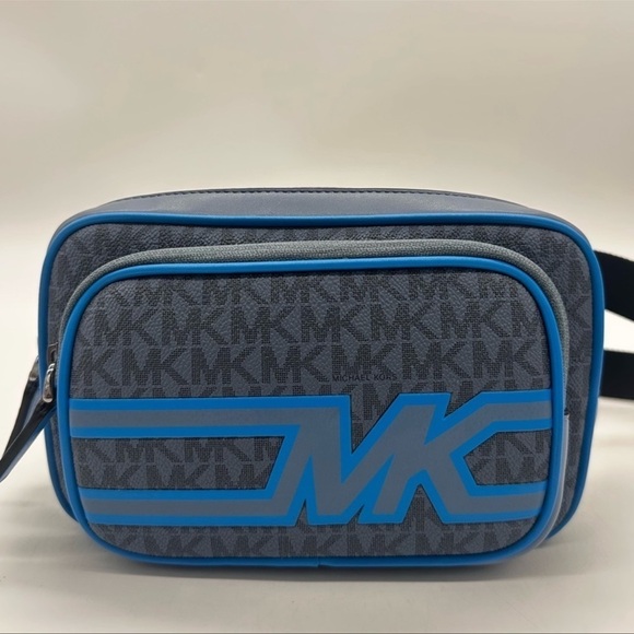 Michael Kors Cooper Double Zip Signature Belt Bag Blue - Picture 3 of 11